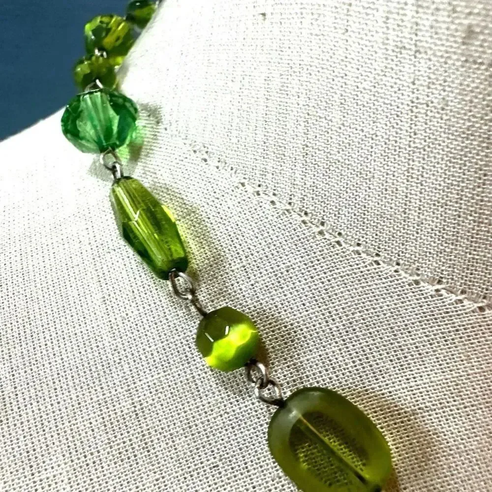Unakite abalone green beaded necklace